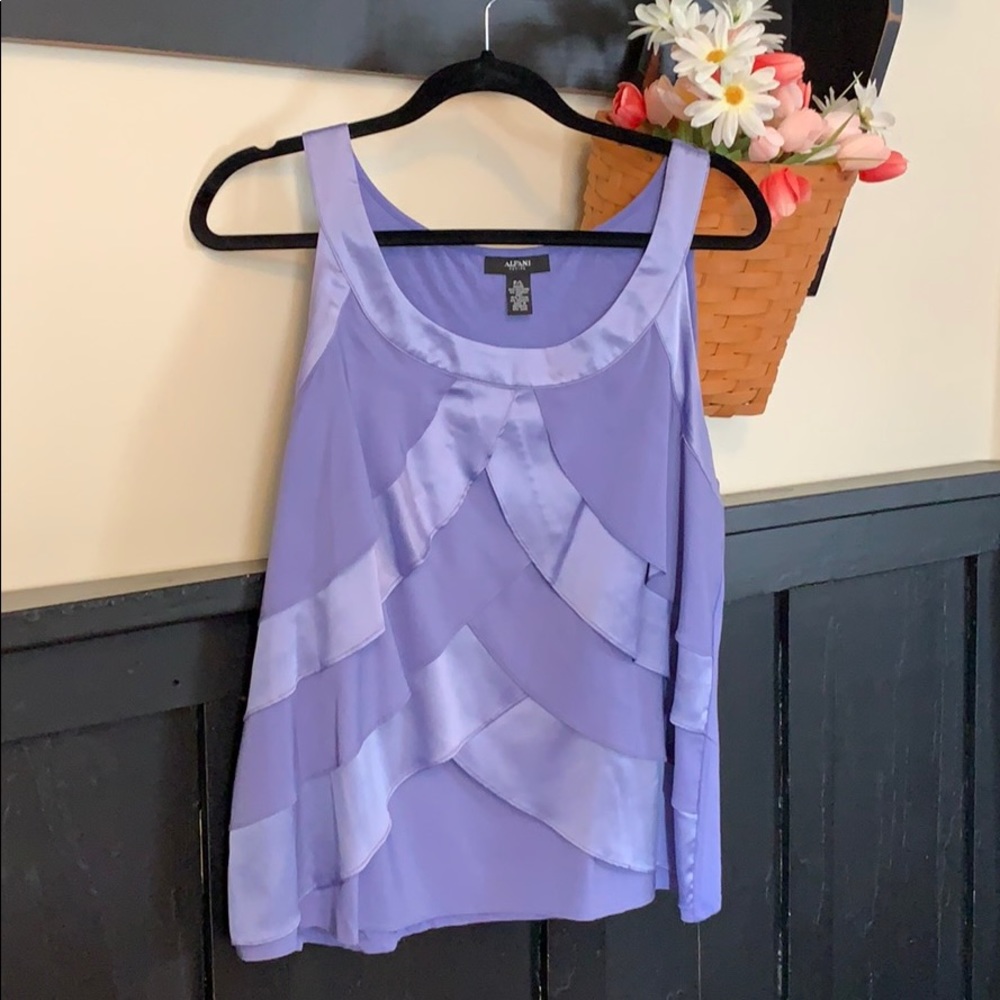 Alfani PL lavender satin crepe look tank knit back